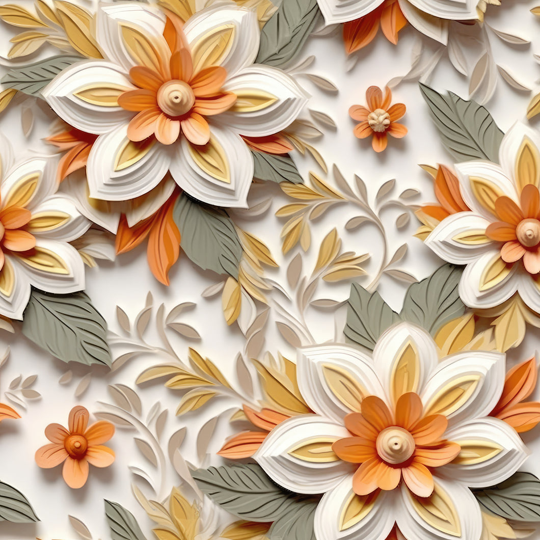 Précommande: Fleuri kaki orangé