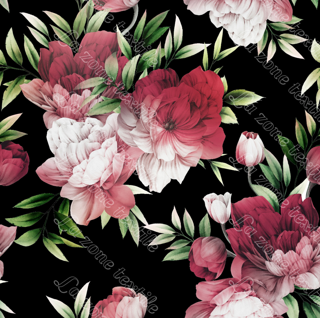 Précommande: Pivoine rouge fond noir