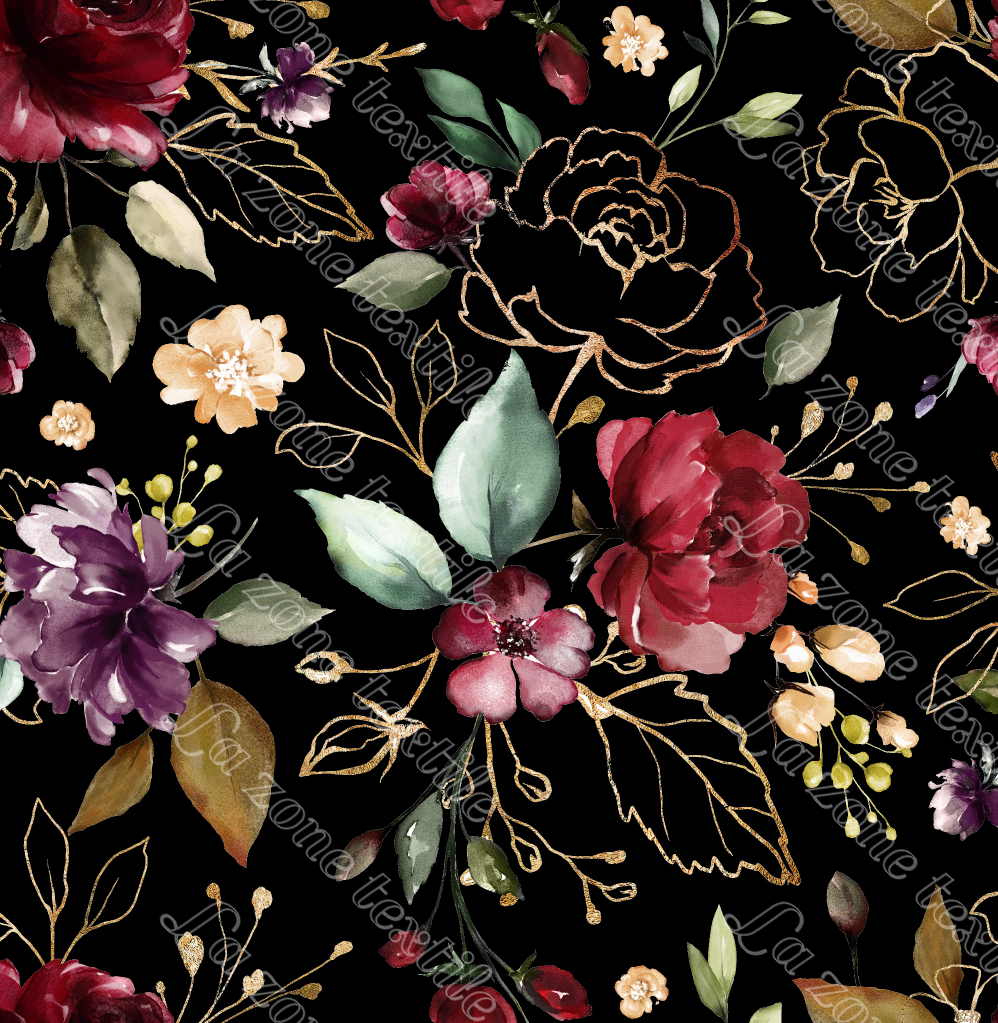 Précommande: Fleurs or et noir